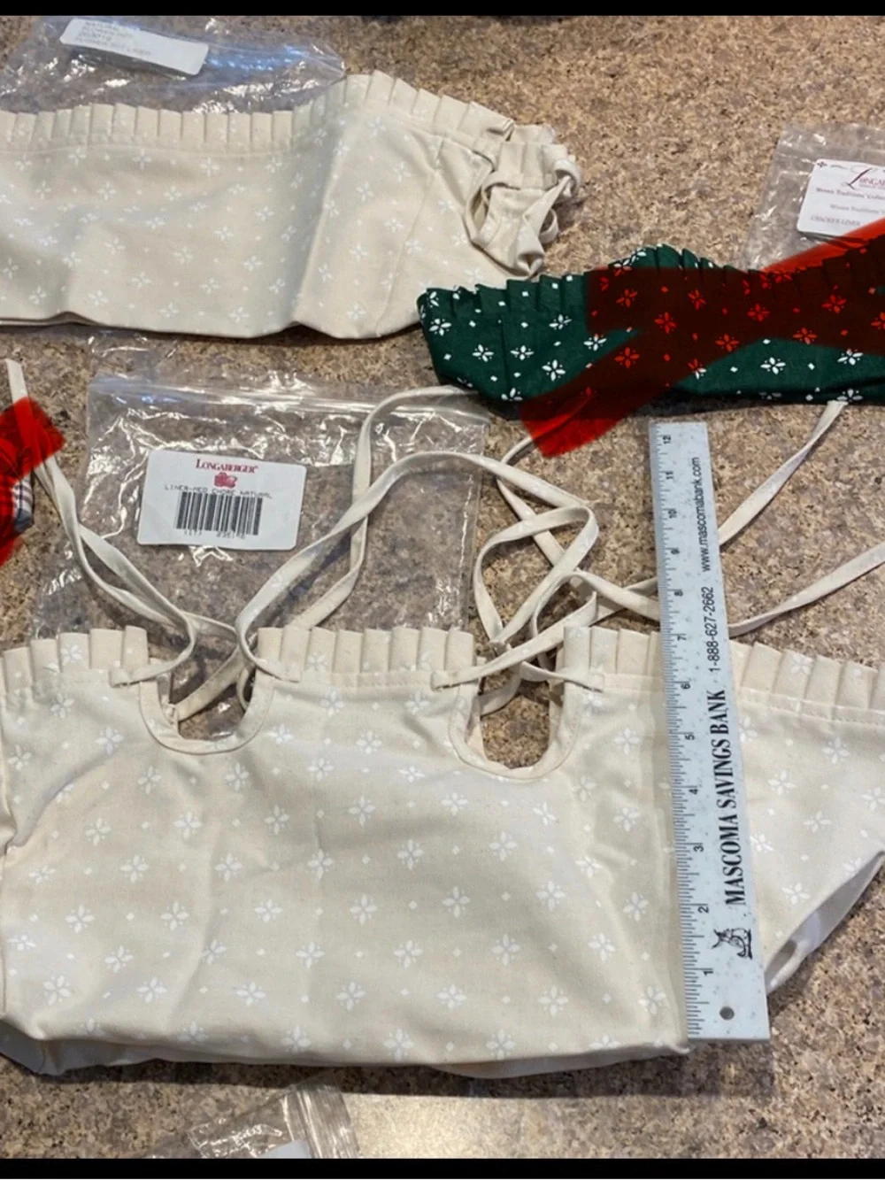 3 Longaberger Fabric Liners-Bags Marked Med Chore,Flower Pot and Tea Liners ONLY
